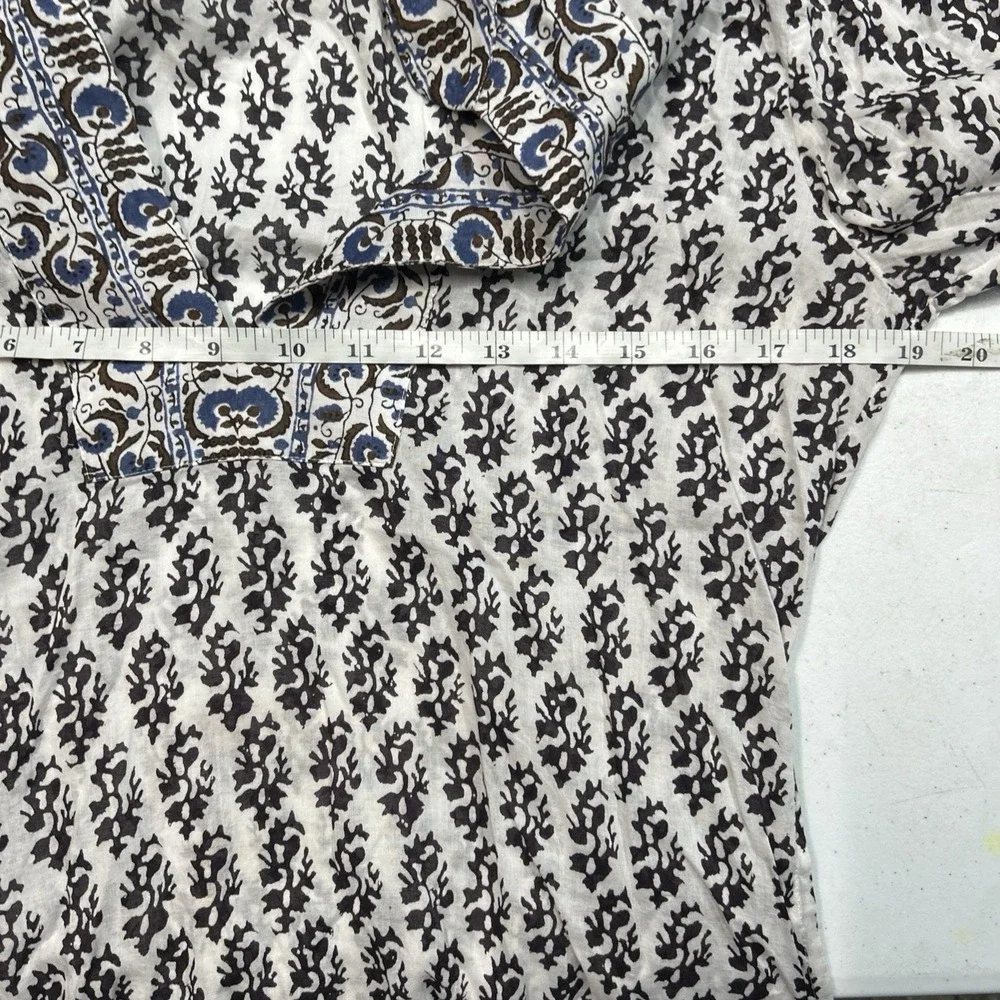 Tory Burch Women's XS White Cotton Floral Tunic Blouse (C3)